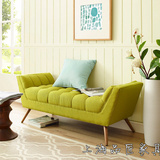 新款美式实木布艺床尾凳后现代时尚换鞋凳 长凳子客厅沙发凳定制