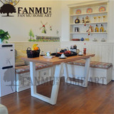 欧美式乡村地中海全实木定制餐桌椅转角L型储物收纳物柜卡座组合