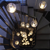 led复古楼梯吊灯现代时尚大厅灯创意个性透明水晶球酒店别墅客厅