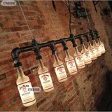 卖场瓶子餐厅玻璃酒瓶灯饰loft工业风格酒吧台咖啡厅复古水管吊灯