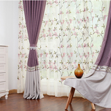 加厚遮光棉麻窗帘纯色拼接美式乡村现代简约温馨客厅卧室窗帘定制