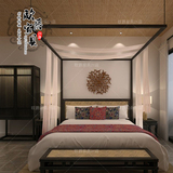 新中式东南亚风格 全实木床古典架子床 实木柱子床1.8米床可定制