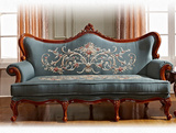 美式客厅单人双人三人沙发椅简欧实木雕花欧式布艺沙发组合大户型