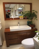 中式橡木浴室柜组合 实木卫浴柜落地洗手台 卫生间洗手洗脸盆088