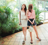 韩国代购2016韩版夏季新款棉麻女吊带上衣+半身A字短裙两件套套装