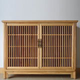 现代中式实木餐边柜碗柜简约茶水柜储物柜原木家具榆木收纳柜定制