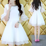 韩国2016夏季新款女装甜美公主裙学生白色裙子森系显瘦夏天连衣裙