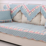 新款外贸原单沙发垫田园布艺韩式小清新组合沙发坐垫纯棉拼布格子