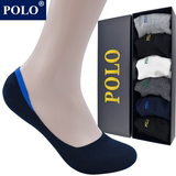 Polo正品男士隐形袜子 夏季薄款硅胶防滑船袜纯棉防臭船型袜 袜套