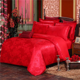 新婚床上用品全棉婚庆四件套 大红床单被套纯棉结婚双人床笠床品