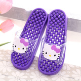 夏季韩国情侣浴室卡通按摩拖鞋 男女塑料水晶镂空漏水洗澡凉拖鞋