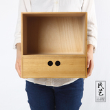 日式家居创意实木化妆品抽屉式办公文具首饰储物箱木制桌面收纳盒
