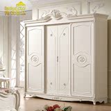 简约白色木质开门大衣橱组合整体欧式板式家具三四门衣柜特价包邮