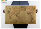 世界地图 日本版 办公司卧室沙发客厅贴画科学大航海报书房装饰画