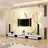 简约现代百合花3D立体墙纸 沙发电视背景墙壁纸 客厅卧室大型壁画