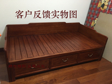 新款推拉床 实木中式沙发床推拉床老榆木沙发床多功能折叠床