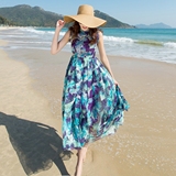 2016韩国海边度假沙滩裙波西米亚背心裙修身显瘦长裙雪纺连衣裙女