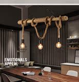 三头竹子麻绳吊灯北欧美式复古工业餐厅咖啡厅酒吧服装店装饰吊灯