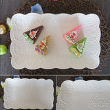 长方形盘子陶瓷鱼盘水果甜品糕点骨瓷纯白色大碟子家用餐饮具平盘