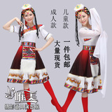 成人藏族现代舞蹈服装少数民族水袖演出服儿童藏服短袖表演服饰女