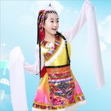 2016年少儿少数民族儿童演出服装藏族蒙古族舞蹈女童水袖表演服饰