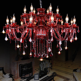 欧式法式韩式红色结婚庆新婚房装饰水晶吊灯卧室客厅工程蜡烛灯具