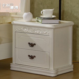 欧式简约现代白色床头柜实木储物柜榉木色海棠色整装橡木边柜卧室