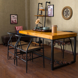欧式简约现代铁艺实木茶几茶桌小户型长方形现代客厅茶台桌椅组合