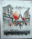 印象主义画派法国巴黎场景油画，简约。美观。大气