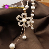 长款毛衣项链女人珍珠时尚韩版服装饰挂件欧美夸张花朵配饰品包邮