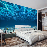 简约现代大型壁画时尚客厅餐厅沙发卧室电视背景墙纸壁纸蓝色海底