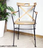 CARO 欧美式乡村复古做旧咖啡椅  铁艺叉背椅  经典室内靠背餐椅