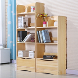 宜家简易儿童书柜书架自由组合储物柜带门书柜收纳格子柜木小柜子