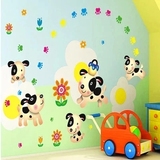 可移除卡通墙贴纸自粘墙纸幼儿园儿童房间墙面装饰品可爱小狗贴画