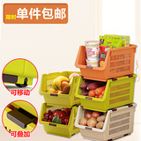 包邮日本进口可叠加塑料收纳筐厨房水果蔬菜置物架夹缝整理储物筐