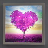 紫色爱心树装饰画壁灯方形12W床头灯楼梯灯客厅灯LED新款薄壁灯