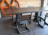 美式复古实木办公会议桌loft铁艺电脑桌做旧写字书桌工业风工作台