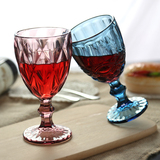 复古浮雕红酒杯 玻璃高脚杯创意葡萄酒杯家用果汁杯古典高脚杯子