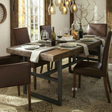 美式长方形复古实木铁艺餐桌椅西餐厅餐桌椅餐饮家用饭桌椅组合