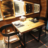美式乡村实木餐桌咖啡厅桌椅奶茶店二人餐桌西餐厅桌椅组合