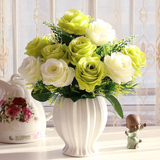 仿真花假花装饰玫瑰套装样板房摆件客厅餐桌陶瓷花瓶摆设软装饰品