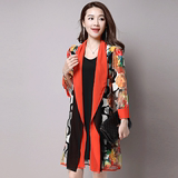 中年女装夏装韩版中长款雪纺上衣夏长袖大码季风衣丝薄款两件套