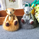韩国创意时尚可爱小熊包包挂件挂饰泰迪熊公仔 狐狸毛球钥匙扣