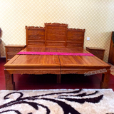 榆木床 明清古典实木床1.8米双人床山水雕刻中式床仿古榆木家具