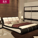 宜尚皮床小户型双人床1.5 1.8米婚床软体床可定制储物真皮床送货