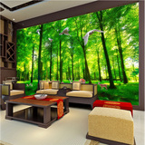 定制唯美绿树麋鹿春天风景3d背景墙电视客厅沙发卧室自然风景壁画