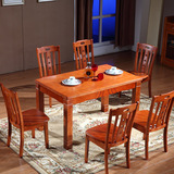 全实木餐桌 橡木餐桌椅折叠6人4人可伸缩圆桌小户型长方形饭桌