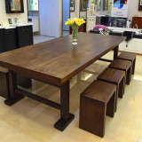 美式loft办公室家具实木工业风办公桌复古长条桌椅铁艺长桌会议桌