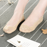 5双装韩国蕾丝袜子女短袜隐形船袜花边浅口袜硅胶防滑袜子女纯棉