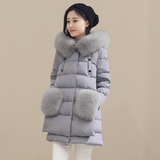 2016韩版羽绒服女装真狐狸毛修身显瘦大码中长款加厚冬装外套